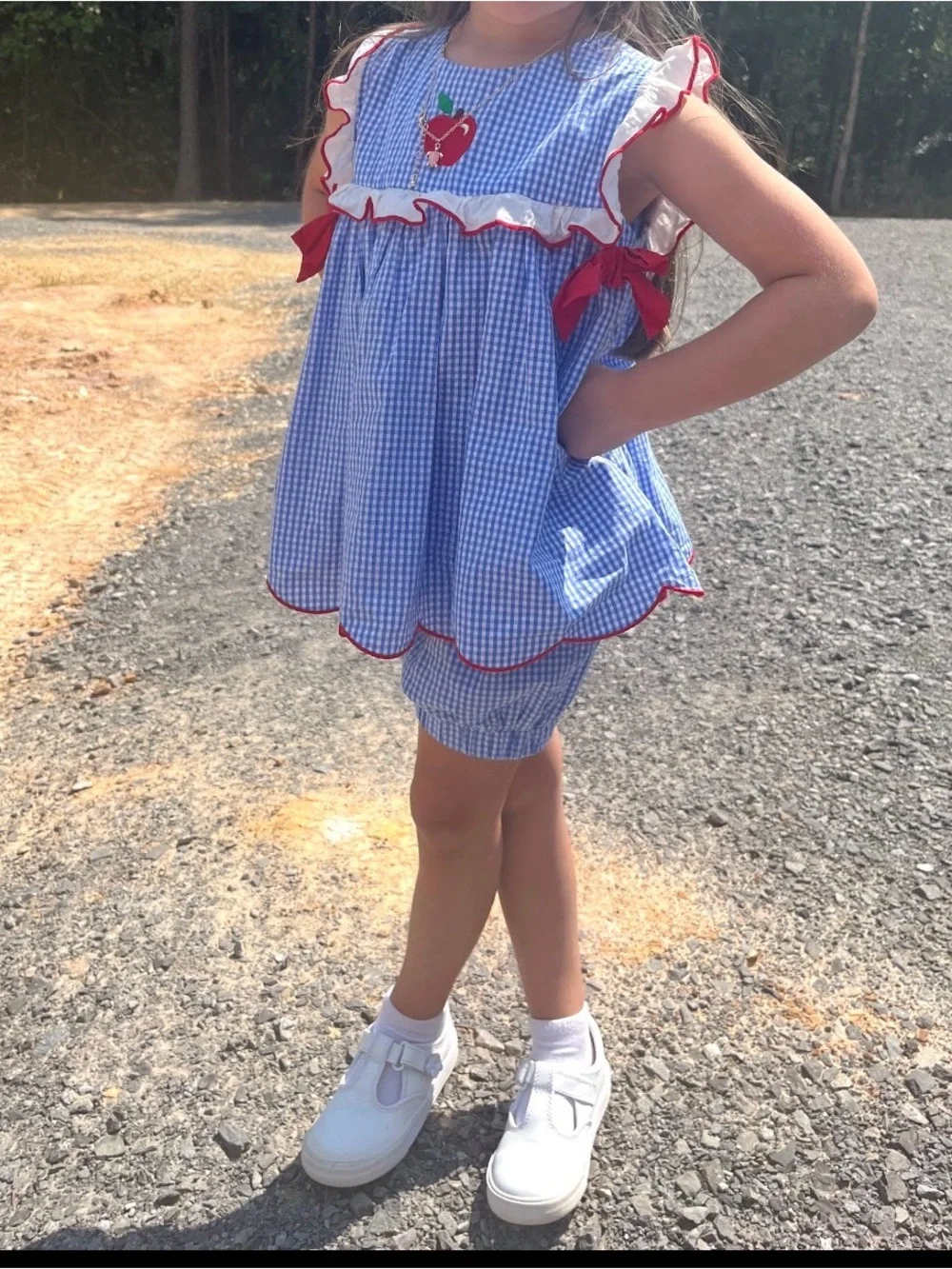 Classic Whimsy Back to school Apple Gingham set size 5 | Kindergarten